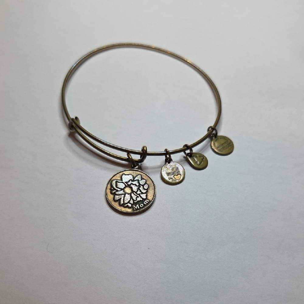 Alex and Ani Brass Mom Charm Bangle Bracelet